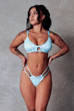 CXIX 119 High-Rise Thong Bottoms - Blue Print -Radi Style Shop CXIX 119 blue Hi Rise thong polewear poledance