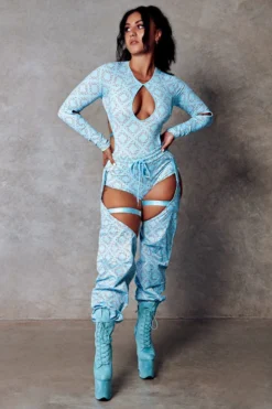 CXIX 119 Chaps - Blue Print 15 CXIX 119 Chaps - Blue Print -Radi Style Shop CXIX Polewear Bodysuit Blue Monogram Fashion