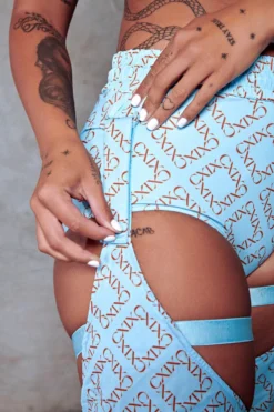 CXIX 119 Chaps - Blue Print 12 CXIX 119 Chaps - Blue Print -Radi Style Shop Chaps polewear blue fashion dance CXIX 119 monogram