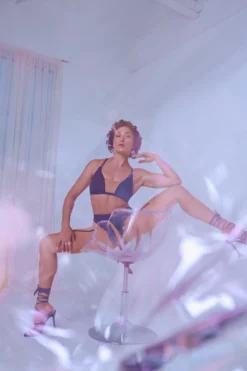 CXIX Silhouette Plunge Bralette - Black With Cream -Radi Style Shop CopyofSand CXIX Silhouette Mesh bralette biker shorts dance polewear