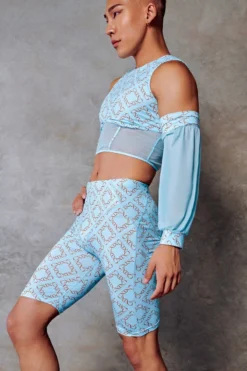 CXIX 119 Biker Shorts - Blue Print -Radi Style Shop Corset top blue dancewear monogram fashion ac1de313 a82f 465b b087 f51fec6631c7