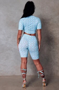 CXIX 119 Biker Shorts - Blue Print -Radi Style Shop Crop Tee Blue Monogram Streetwear poledance CXIX b1866438 4553 412c 9683 a33e6b33fa3b