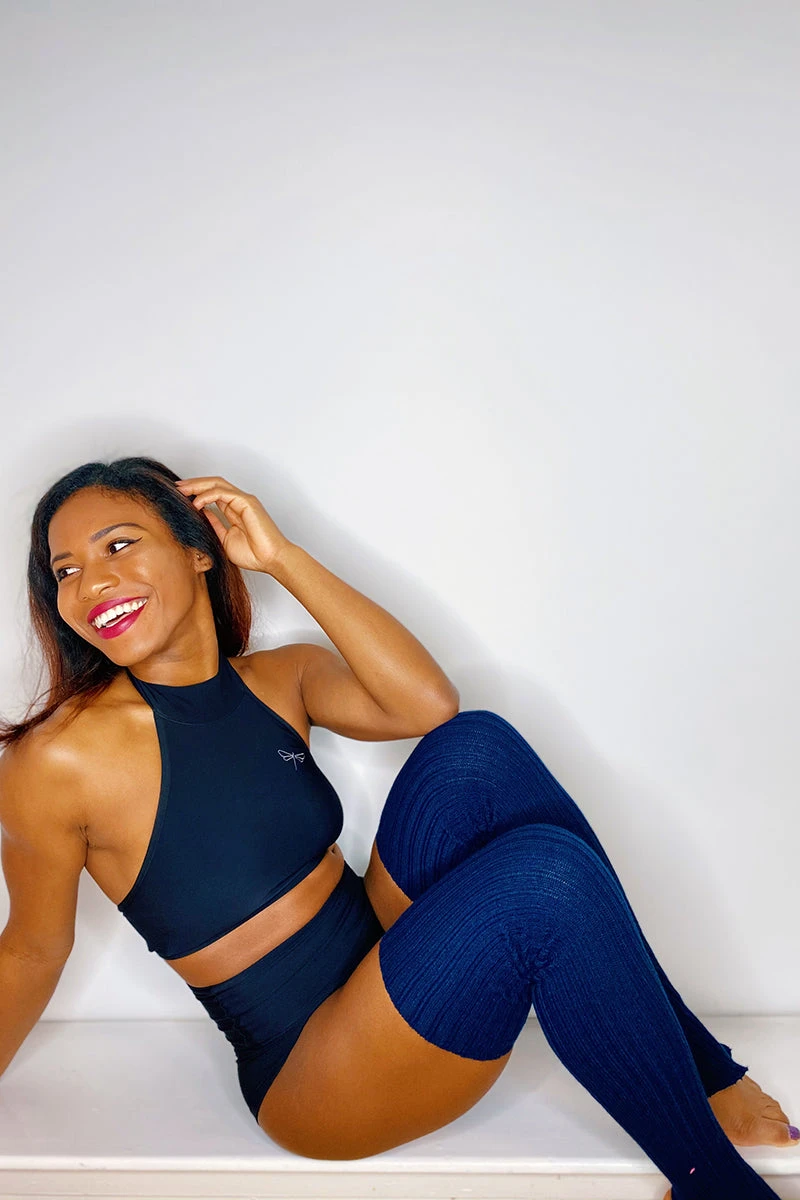 Thigh High Legwarmers - Navy 2 Thigh High Legwarmers - Navy - Image 2