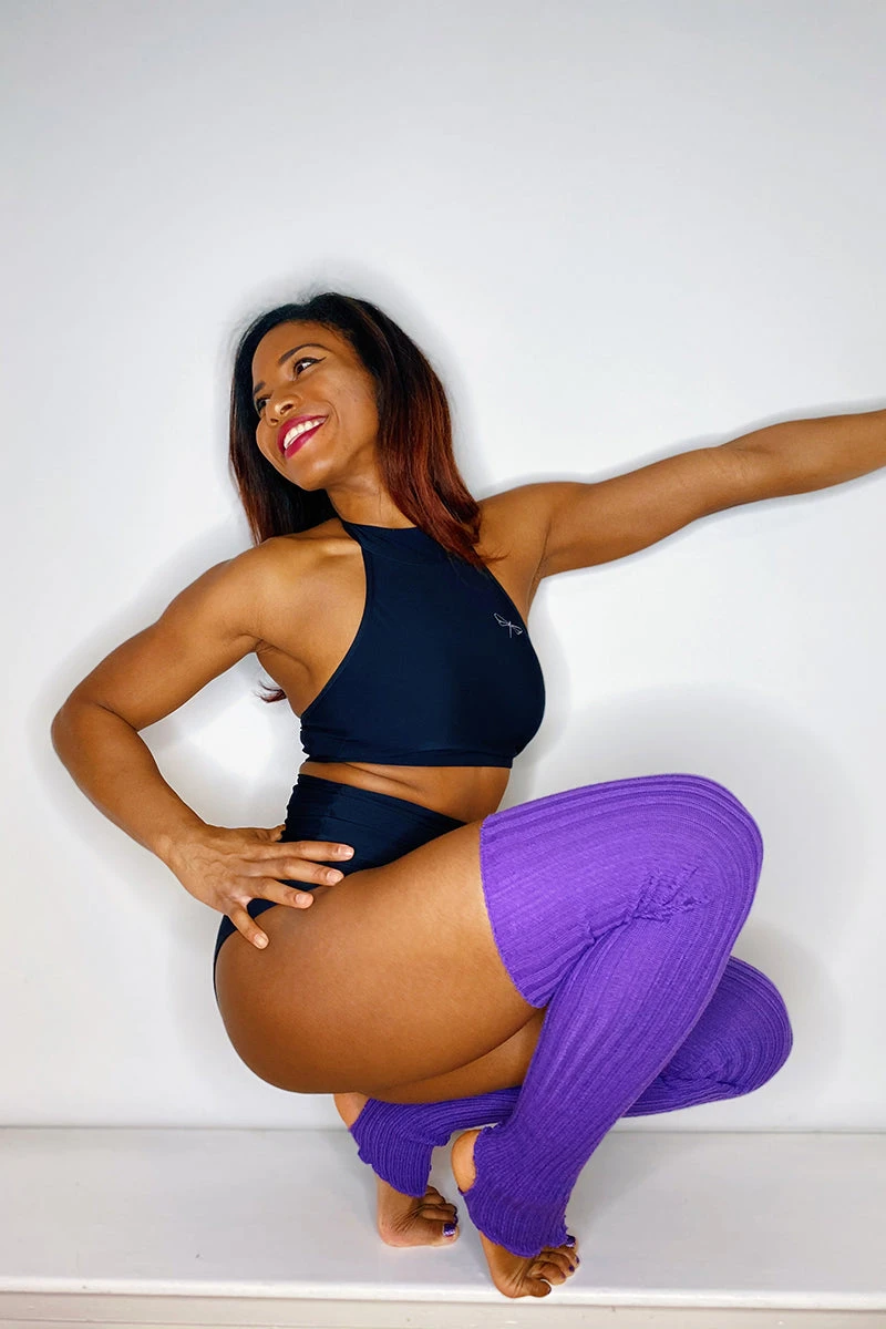 Thigh High Legwarmers - Purple 2 Thigh High Legwarmers - Purple - Image 2