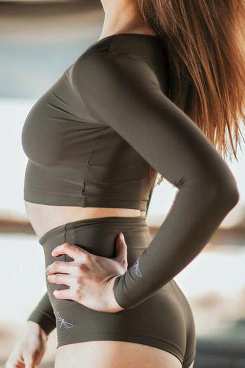 Dragonfly Pavi Crop Top - Khaki 4 Dragonfly Pavi Crop Top - Khaki - Image 4