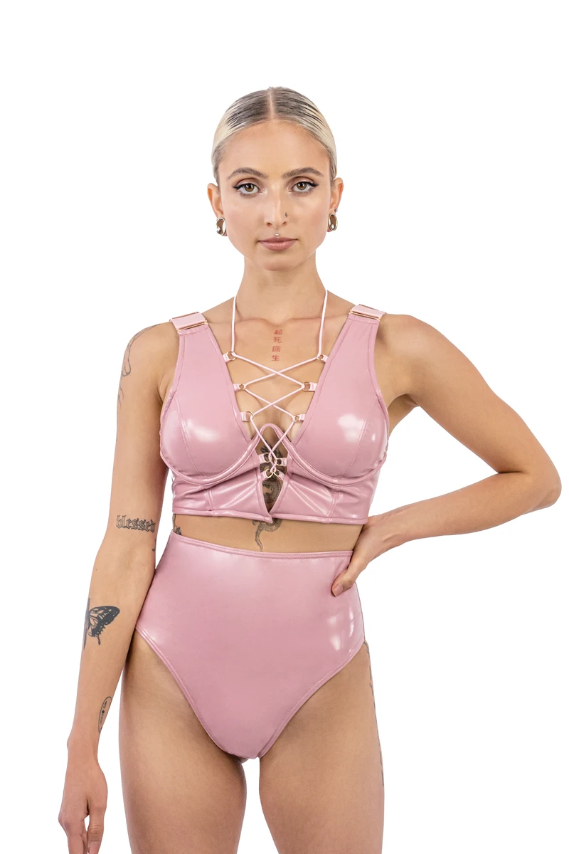 Naughty Thoughts Sinner Vinyl OO Top - Pink 1 Naughty Thoughts Sinner Vinyl OO Top - Pink