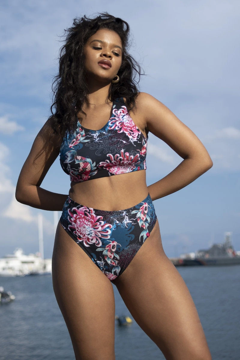 Pole Addict Mona High Leg Bottoms - Koi 2 Pole Addict Mona High Leg Bottoms - Koi - Image 2