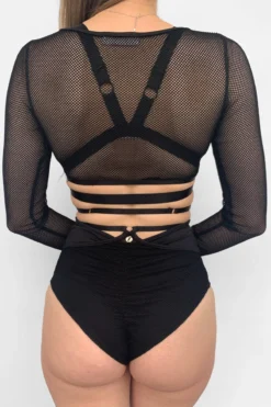 Lunalae Claire Cut Out High Waisted Bottoms - Recycled Black Mesh -Radi Style Shop Drop4Wholesale MeshRelease FullBack