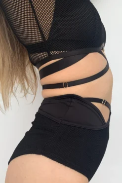 Lunalae Claire Cut Out High Waisted Bottoms - Recycled Black Mesh -Radi Style Shop Drop4Wholesale MeshRelease side