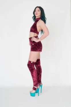 Paradise Chick Animal Leg Warmers (with Kneepads) - Burgundy Velvet