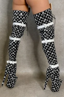 Hella Heels Branded Thigh High 8inch Boots - Black -Radi Style Shop EmpireKicksBrandedblack8inchpoledancethighhighboot 10
