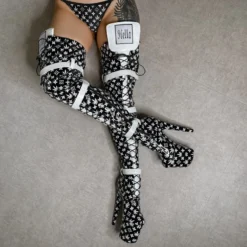 Hella Heels Branded Thigh High 8inch Boots - Black -Radi Style Shop EmpireKicksBrandedblack8inchpoledancethighhighboot 5