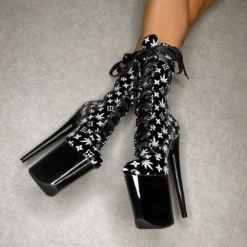 Hella Heels Branded 8inch Boots - Black/Black -Radi Style Shop EmpireKicksBrandedblack black8inchpoledanceboot 2