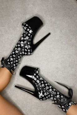 Hella Heels Branded 8inch Boots - Black/Black -Radi Style Shop EmpireKicksBrandedblack black8inchpoledanceboot 3