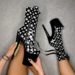 Hella Heels Branded 8inch Boots - Black/Black -Radi Style Shop EmpireKicksBrandedblack black8inchpoledanceboot 5