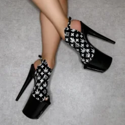 Hella Heels Branded Shield 8inch Stilettos - Black/Black -Radi Style Shop EmpireKicksBrandedblack black8inchpoledanceshieldstiletto 6 1