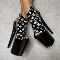 Hella Heels Branded Shield 8inch Stilettos - Black/Black -Radi Style Shop EmpireKicksBrandedblack black8inchpoledanceshieldstiletto 7 1