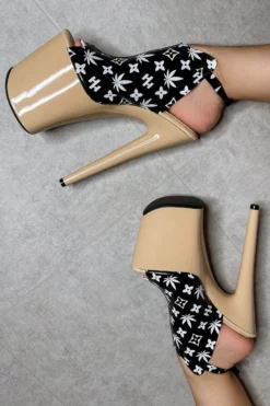 Hella Heels Branded Shield 8inch Stilettos - Black/Sand -Radi Style Shop EmpireKicksBrandedblack sand8inchpoledanceshieldstiletto 1