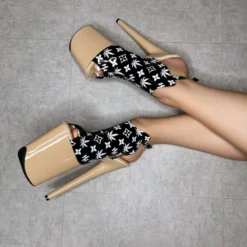 Hella Heels Branded Shield 8inch Stilettos - Black/Sand -Radi Style Shop EmpireKicksBrandedblack sand8inchpoledanceshieldstiletto 3