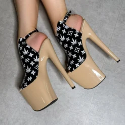 Hella Heels Branded Shield 8inch Stilettos - Black/Sand -Radi Style Shop EmpireKicksBrandedblack sand8inchpoledanceshieldstiletto 4