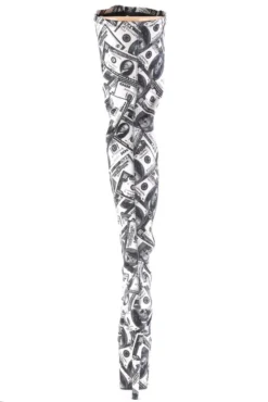 Pleaser USA Flamingo-3000DP 8inch Thigh High Pleaser Boots - Money Print 9 Pleaser USA Flamingo-3000DP 8inch Thigh High Pleaser Boots - Money Print -Radi Style Shop FLAM3000DP W BFA MBack 1