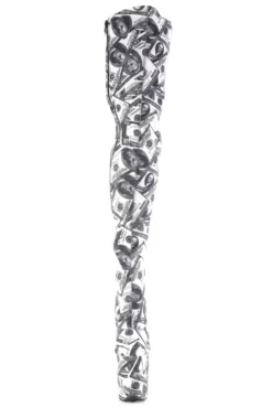Pleaser USA Flamingo-3000DP 8inch Thigh High Pleaser Boots - Money Print 7 Pleaser USA Flamingo-3000DP 8inch Thigh High Pleaser Boots - Money Print -Radi Style Shop FLAM3000DP W BFA MFront 1