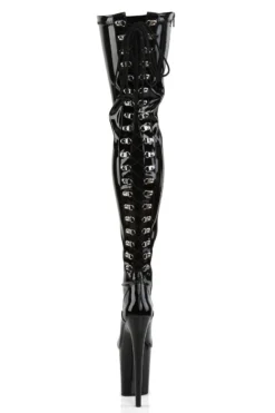 Pleaser USA Flamingo-3063 8inch Thigh High Pleaser Boots - Patent Black -Radi Style Shop FLAM3063 B MBack 1