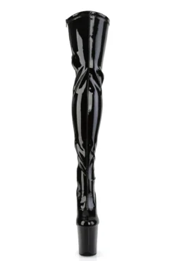 Pleaser USA Flamingo-3063 8inch Thigh High Pleaser Boots - Patent Black -Radi Style Shop FLAM3063 B MFront 1