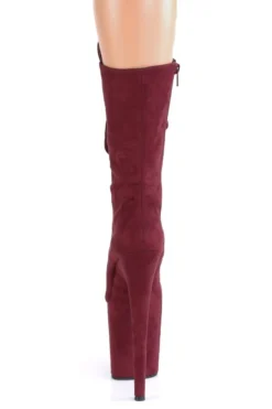 Pleaser USA Flamingo-1050FS Faux Suede 8inch Pleaser Boots - Burgundy -Radi Style Shop FLAMINGO 1050FS BYFS M09