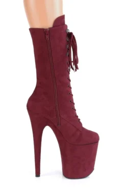Pleaser USA Flamingo-1050FS Faux Suede 8inch Pleaser Boots - Burgundy -Radi Style Shop FLAMINGO 1050FS BYFS M13