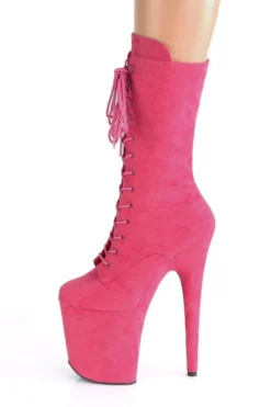 Pleaser USA Flamingo-1050FS Faux Suede 8inch Pleaser Boots - Hot Pink -Radi Style Shop FLAMINGO 1050FS HPFS M05 1