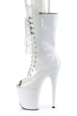 Pleaser USA Flamingo-1051 8inch Peep Toe Pleaser Boots - Patent White -Radi Style Shop FLAMINGO 1051 W M05