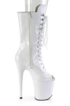 Pleaser USA Flamingo-1051 8inch Peep Toe Pleaser Boots - Patent White -Radi Style Shop FLAMINGO 1051 W M13