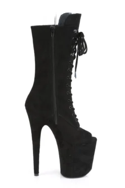 Pleaser USA Flamingo-1051FS Faux Suede 8inch Peep Toe Pleaser Boots - Black -Radi Style Shop FLAMINGO 1051FS BFS M13 1