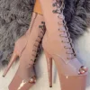 Hella Heels LipKit Open Toe 8inch Boots - Boujee