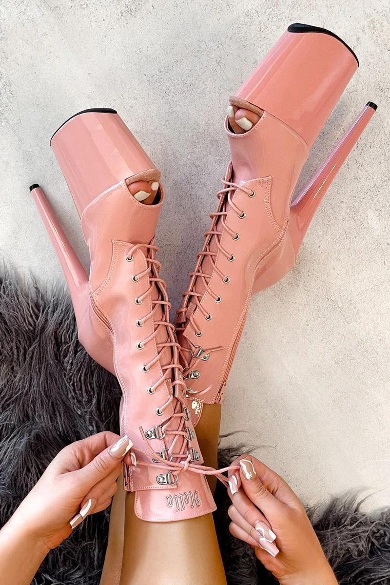 Hella Heels LipKit Open Toe 8inch Boots - Candy Shop 1 Hella Heels LipKit Open Toe 8inch Boots - Candy Shop