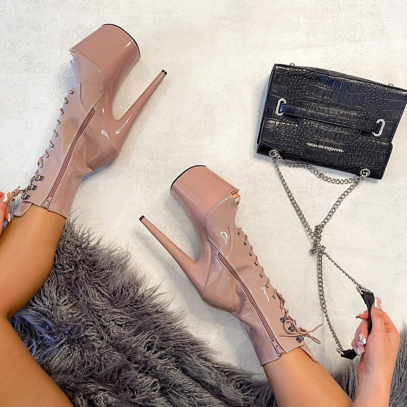 Hella Heels LipKit Open Toe 8inch Boots - Boujee 5 Hella Heels LipKit Open Toe 8inch Boots - Boujee - Image 5