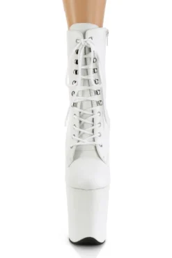 Pleaser USA Flamingo-1020LWR 8inch Real Leather Boots - Matte White -Radi Style Shop Flam1020LWRFront 1