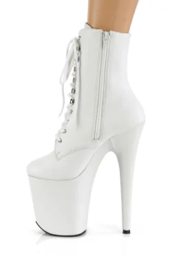 Pleaser USA Flamingo-1020LWR 8inch Real Leather Boots - Matte White -Radi Style Shop Flam1020LWRWhiteSide2