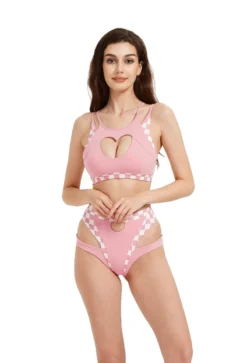 Hamade Activewear Heart Cut Out Top - Checkered Light Pink 11 Hamade Activewear Heart Cut Out Top - Checkered Light Pink -Radi Style Shop HM 14