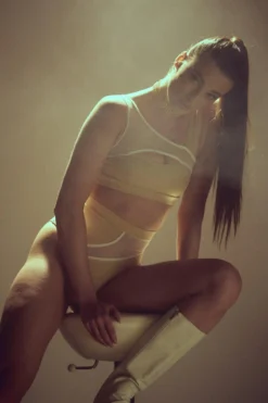 Hamade Activewear High Cut Bottoms - Beige -Radi Style Shop HM 61