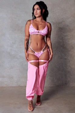 CXIX 119 High-Rise Thong Bottoms - Pink Print -Radi Style Shop Hi Rise Thong Monogram Pink Dance 119 1