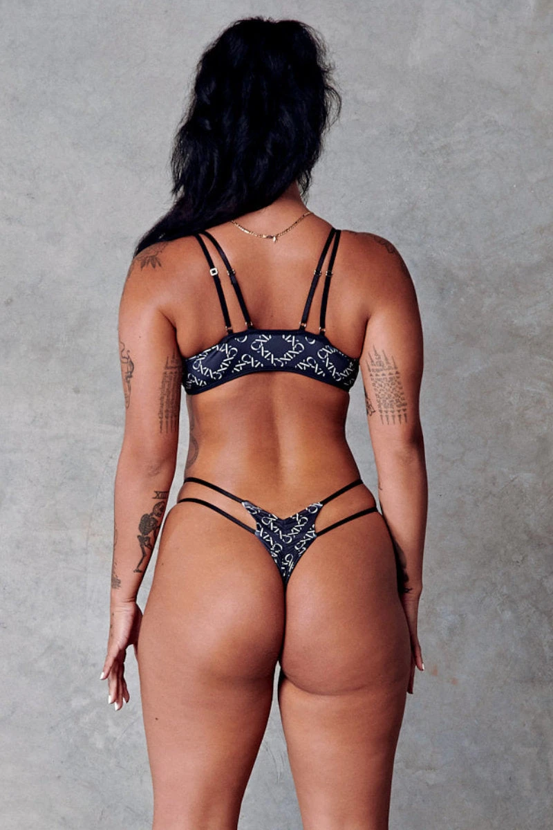 CXIX 119 High-Rise Thong Bottoms - Black Print 2 CXIX 119 High-Rise Thong Bottoms - Black Print - Image 2