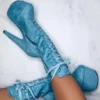 Hella Heels High BabyDoll 7inch Boots - Baby Blue