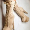 Hella Heels High BabyDoll 7inch Boots - Sand