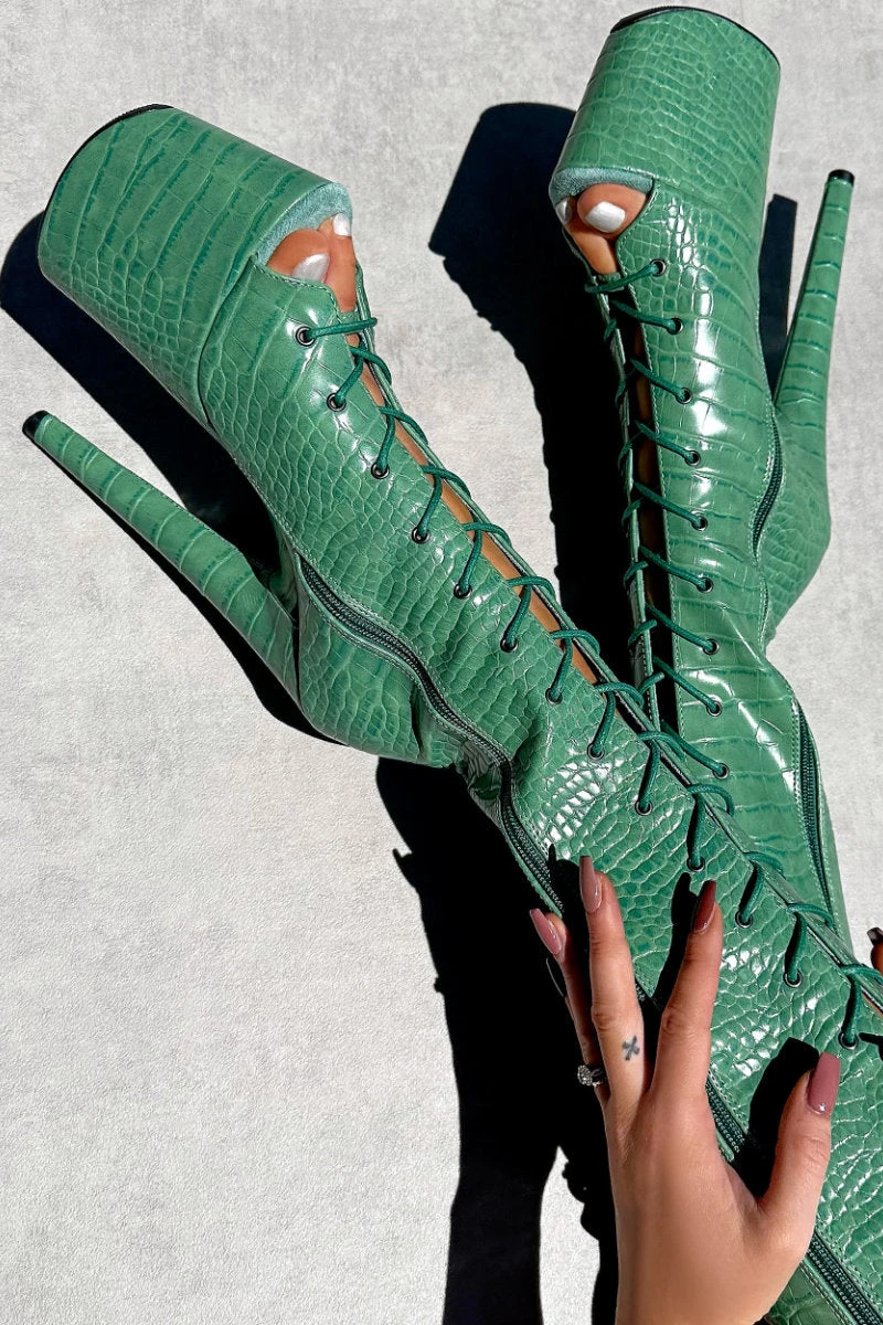 Hella Heels Killing Adam Open Toe Knee High Boots - 8inch 3 Hella Heels Killing Adam Open Toe Knee High Boots - 8inch - Image 3