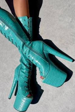 Hella Heels Killing Eve Open Toe Knee High Boots - 8inch