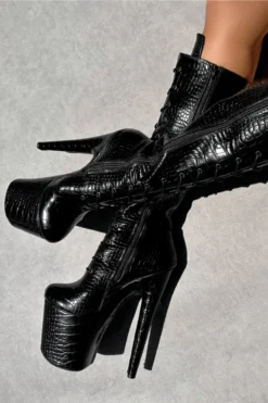 Hella Heels Cold Blooded Black Knee High Boots - 8inch