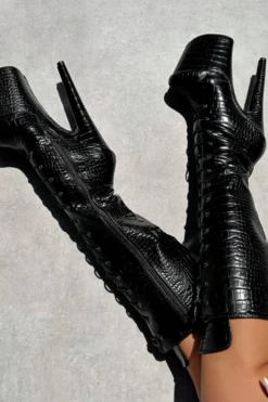 Hella Heels Cold Blooded Black Knee High Boots - 8inch -Radi Style Shop IMG 0332