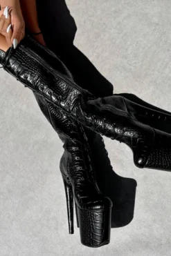 Hella Heels Cold Blooded Black Knee High Boots - 8inch -Radi Style Shop IMG 0347